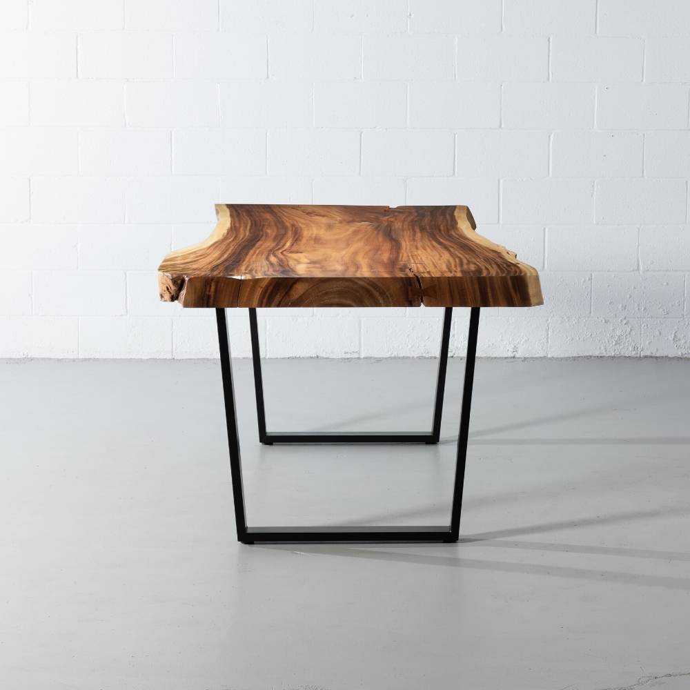 Live Edge Suar Table with Black U Shaped Legs/Natural Finish