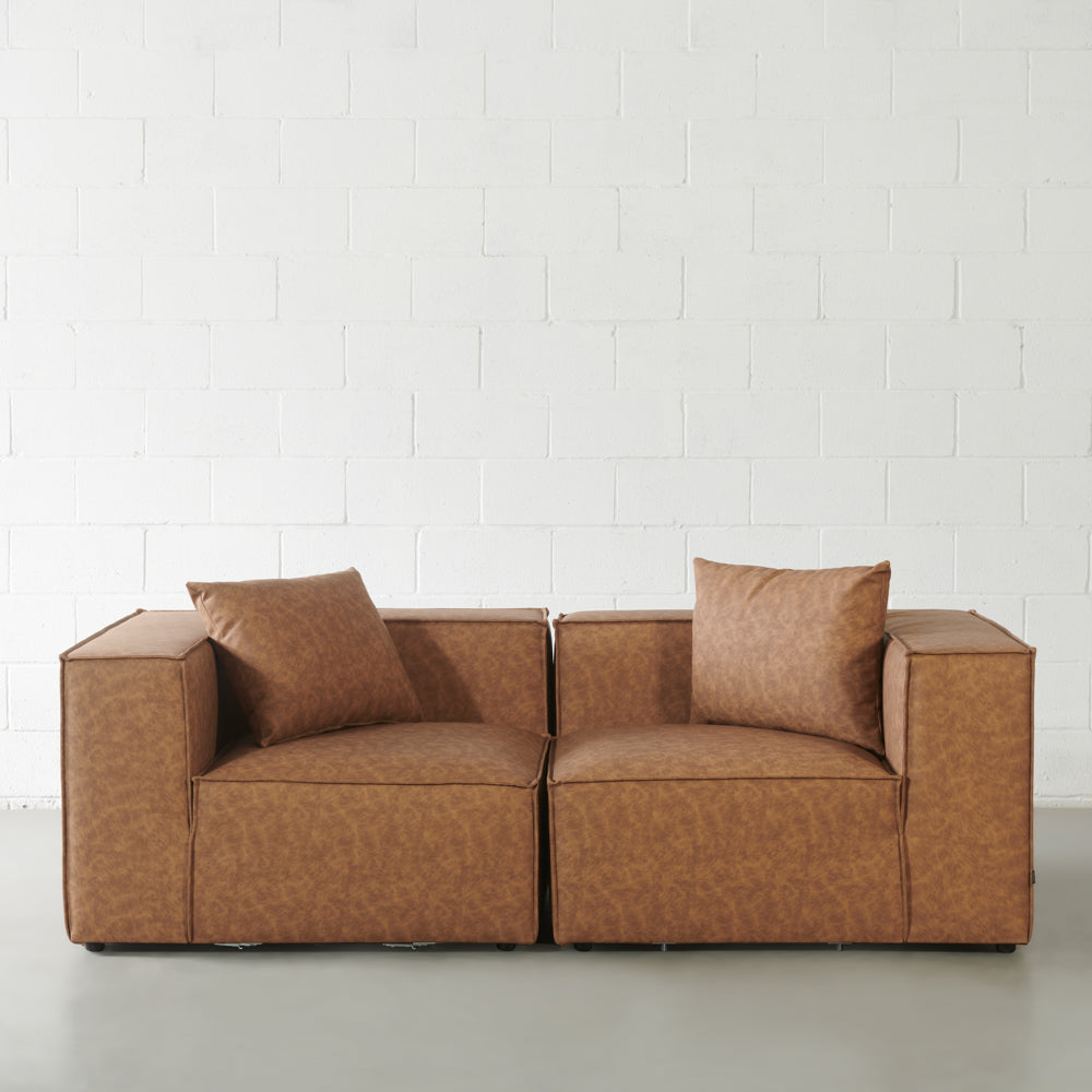 MASON - Brown Vegan Leather Modular Set (2 piece)