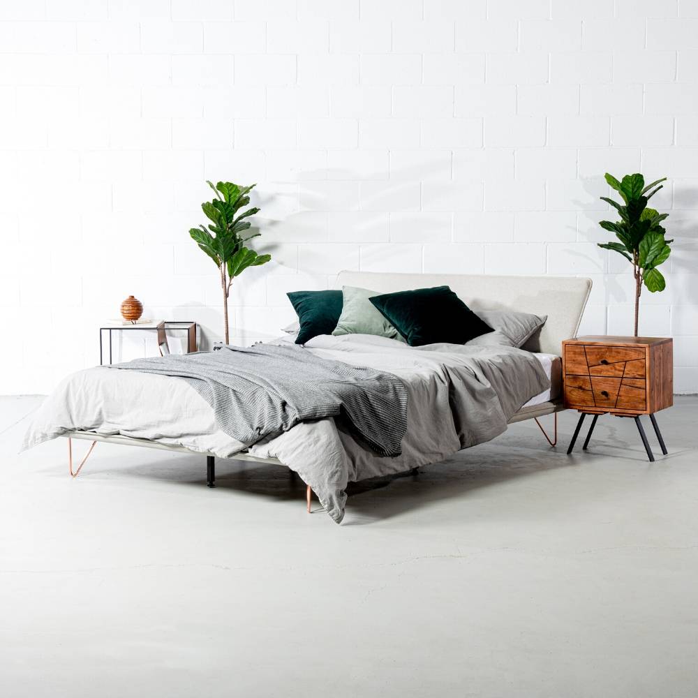 MARIA - Light Grey Fabric Bed