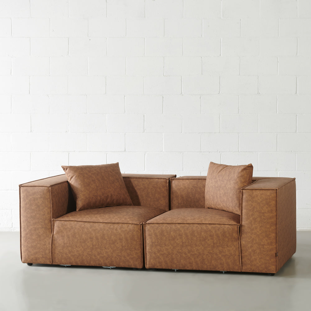 MASON - Brown Vegan Leather Modular Set (2 piece)