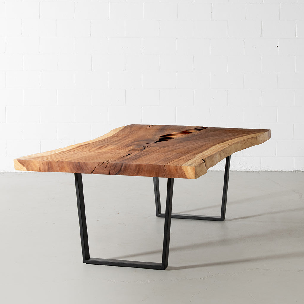 Live Edge Suar Table with Black U Shaped Legs/Natural Finish